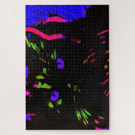 Quebra-cabeça Neon Black Cat com olhos brilhantes