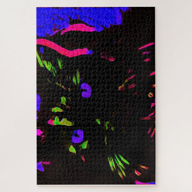 Quebra-cabeça Neon Black Cat com olhos brilhantes (Vertical)