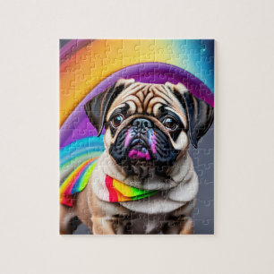 Quebra-cabeça Neon Cute Pug Colorido