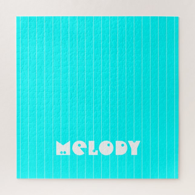 Quebra-cabeça Neon Cyan White Thin Vertical Strike Name (Vertical)