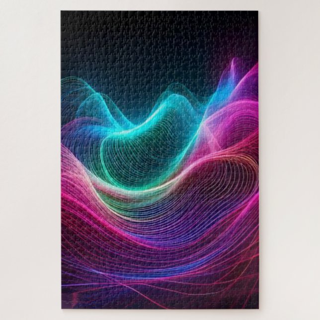 Quebra-cabeça Neon Flow – Uma Sinfonia de Luz e Movimento (Vertical)