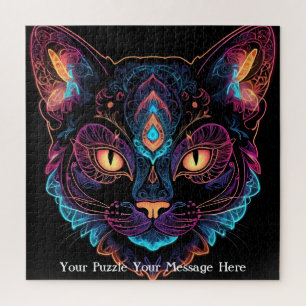 Quebra-cabeça Neon Mandala Cat