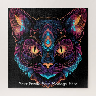 Quebra-cabeça Neon Mandala Cat