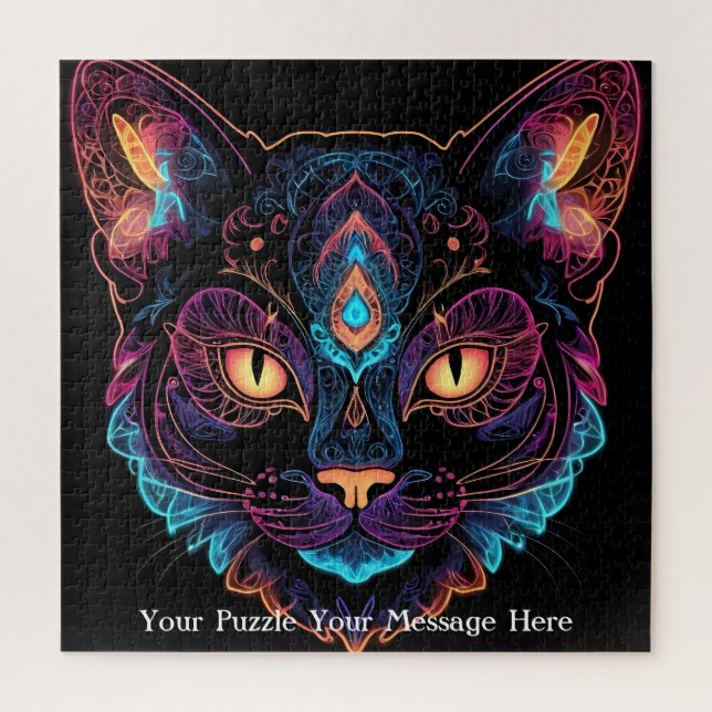 Quebra-cabeça Neon Mandala Cat (Vertical)
