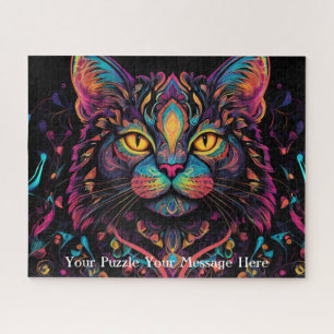 Quebra-cabeça Neon Mandala Cat