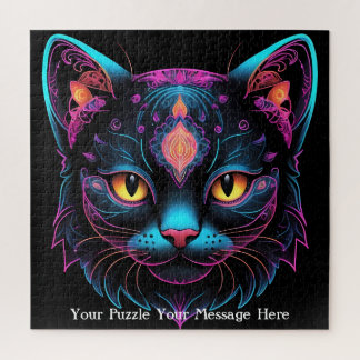 Quebra-cabeça Neon Mandala Cat