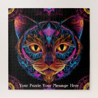 Quebra-cabeça Neon Mandala Cat