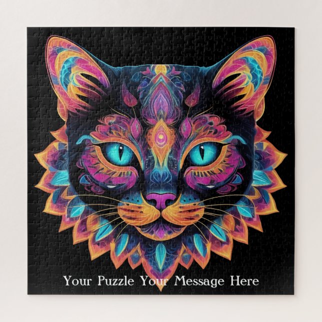 Quebra-cabeça Neon Mandala Cat (Vertical)