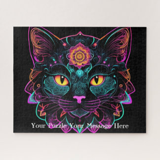 Quebra-cabeça Neon Mandala Cat