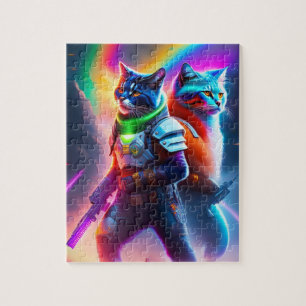 Quebra-cabeça Neon Neon, Guerreiro de Ficção Científica Futuro,
