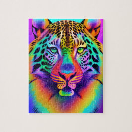 Quebra-cabeça Neon Rainbow Leopard