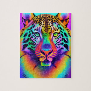 Quebra-cabeça Neon Rainbow Leopard