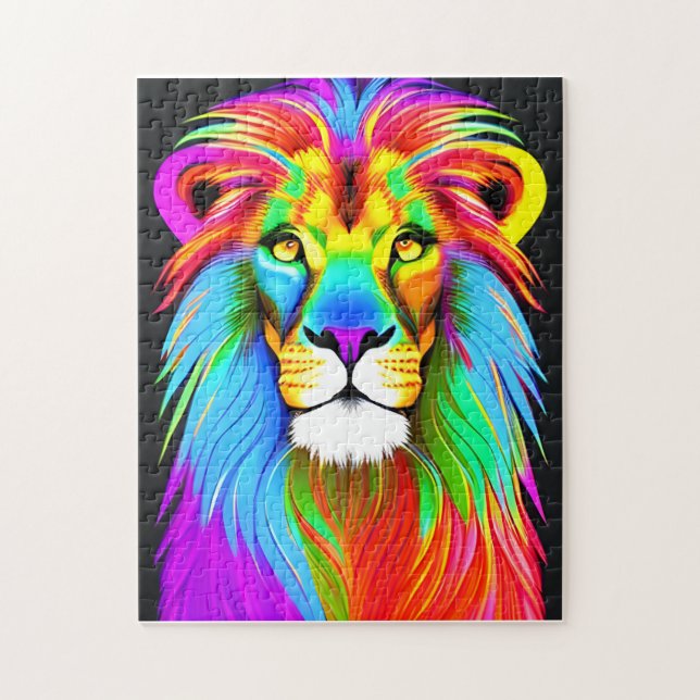 Quebra-cabeça Neon Rainbow Lion (Vertical)