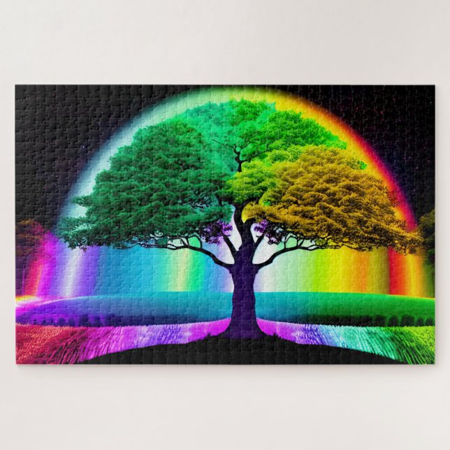 Quebra-cabeça Neon Rainbow Tree of Life (Horizontal)