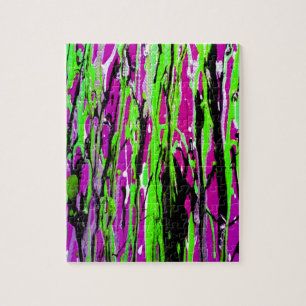Quebra-cabeça Neon Splatter Paint Purple Verde e Preto