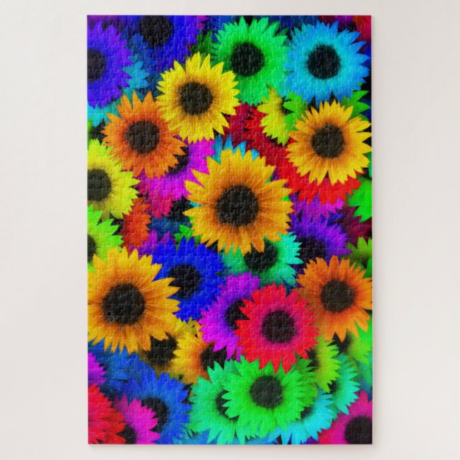 Quebra-cabeça neon sunflowers puzzle (Vertical)