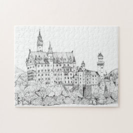 Quebra-cabeça Neuschwanstein Castle Alemanha Fine Line Art