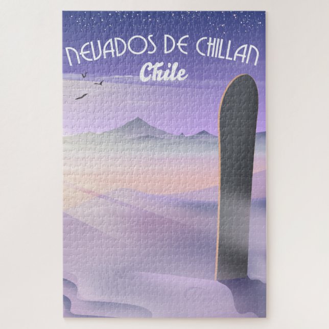 Quebra-cabeça Nevados de Chillan, poster de Snowboard do Chile. (Vertical)