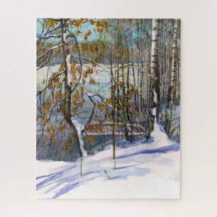 Quebra-cabeça Neve caída Pintor de Aquarela