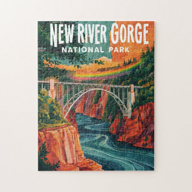 Quebra-cabeça New River Gorge National Park Watercolor Design (Vertical)