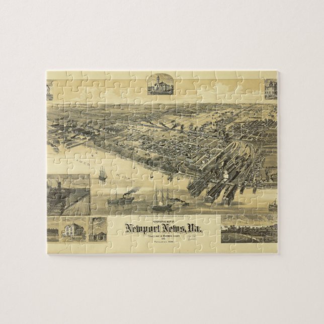 Quebra-cabeça Newport News Virginia Warwick County Map 1891 (Horizontal)