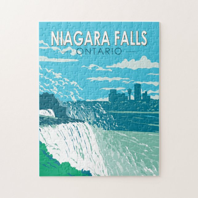 Quebra-cabeça Niagara Falls Ontario Viagem Art Vintage (Vertical)