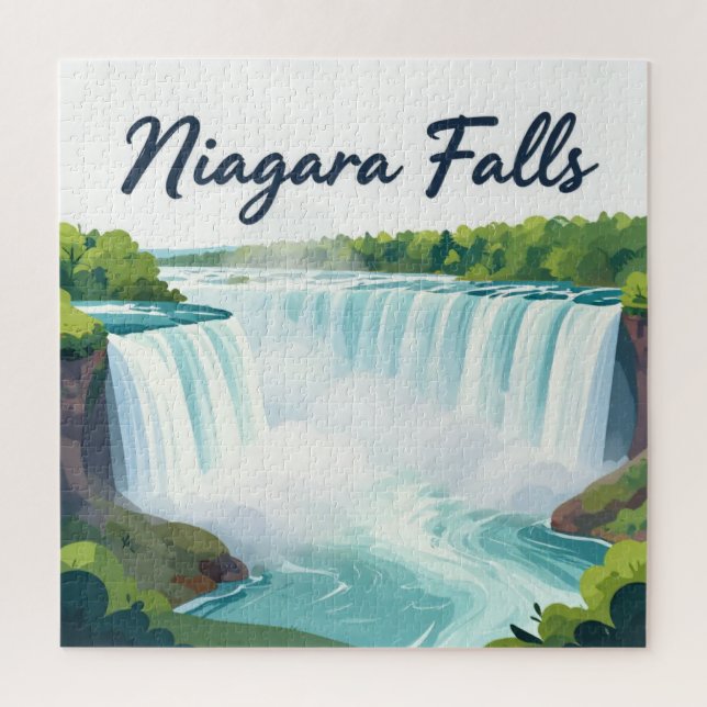 Quebra-cabeça Niagara Falls Painterly Landscape Illustration (Vertical)