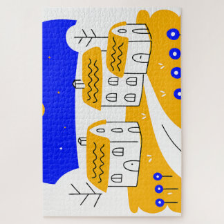 Quebra-cabeça Night Scene of a Small Village Landscape