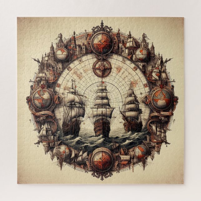 Quebra-cabeça Nina - Pinta - Papais noeis Maria - Cristóvão Colo (Vertical)