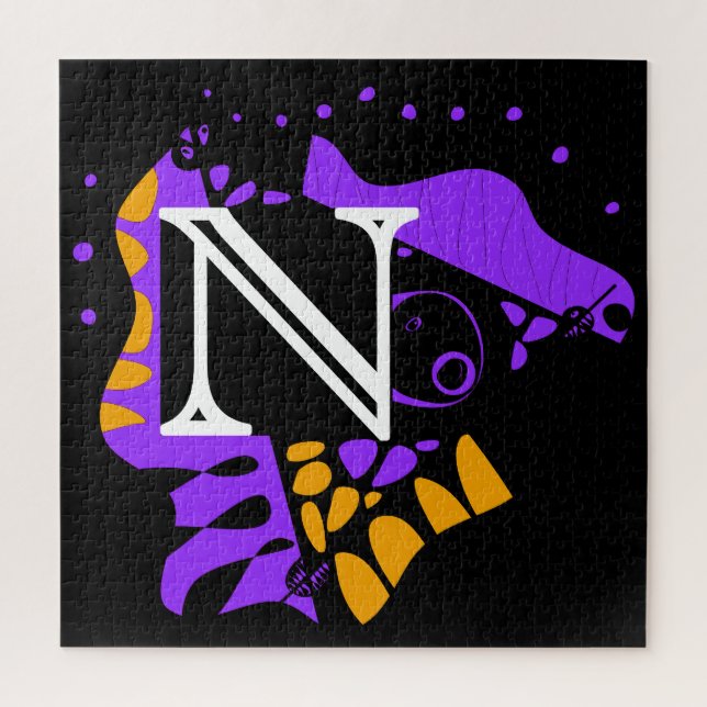 Quebra-cabeça Ninho de aves - Letra inicial personalizada N (Vertical)