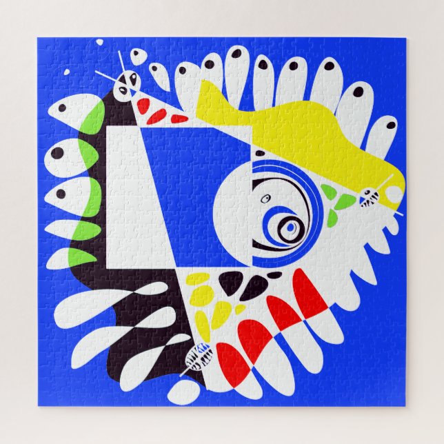 Quebra-cabeça Ninho de Pássaro - Branco Azul Real (Vertical)