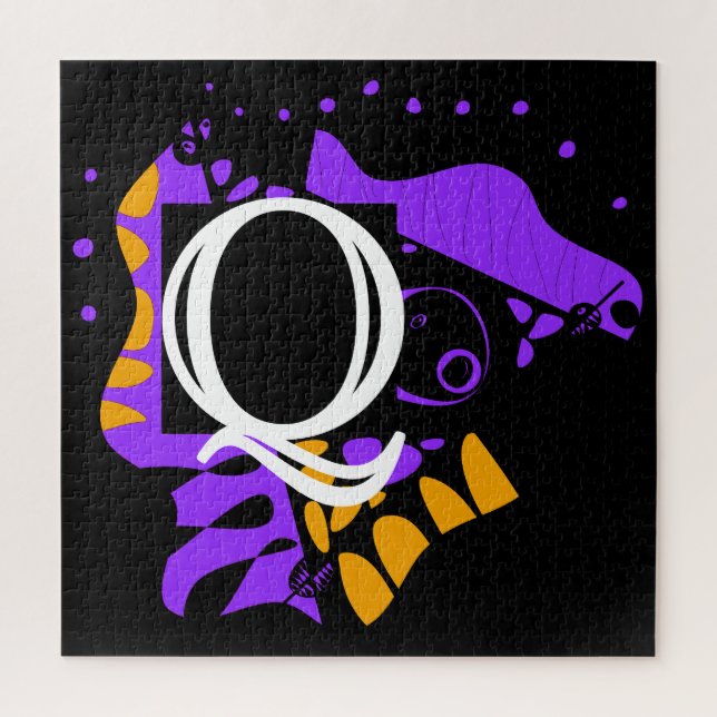 Quebra-cabeça Ninho de pássaro - Letra inicial personalizada Q (Vertical)