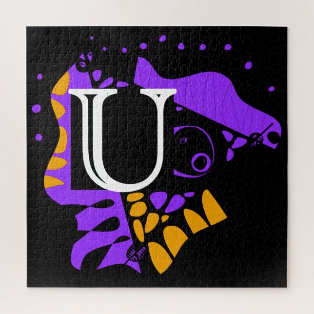 Quebra-cabeça Ninho de pássaro - Letra inicial personalizada U (Vertical)