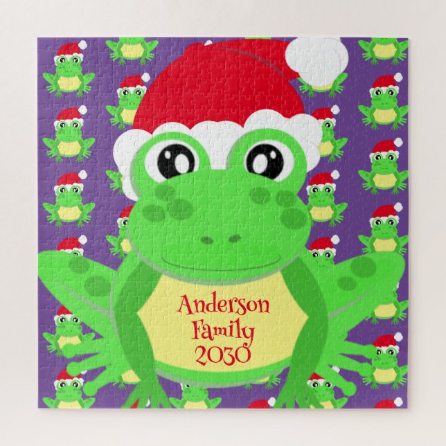 Quebra-cabeça Noel Hat, Sapo de Natal, Padrão Roxo Novidade (Vertical)