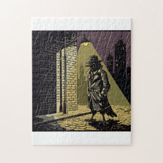 Quebra-cabeça Noir Crow Detective in Rain Moody Comic Art Jigsaw