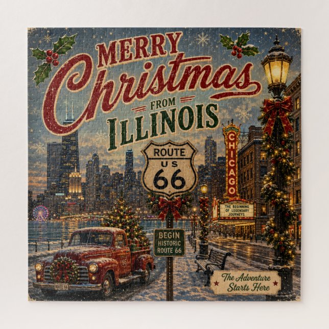 Quebra-cabeça Noite de Jogo do Natal de Chicago na Estrada Mãe (Vertical)