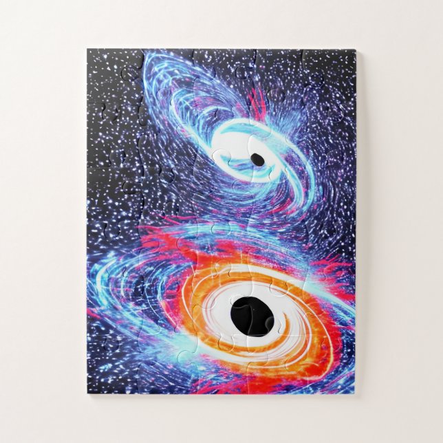 Quebra-cabeça Noite do Céu Azul-Vermelho-Laranja-Retro no Espaço (Vertical)