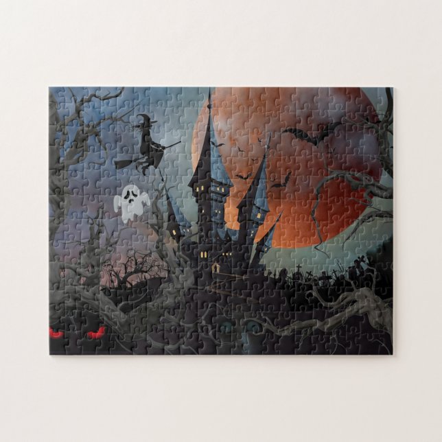 Quebra-cabeça Noite Escura Muito Assustadora de Halloween com Lu (Horizontal)