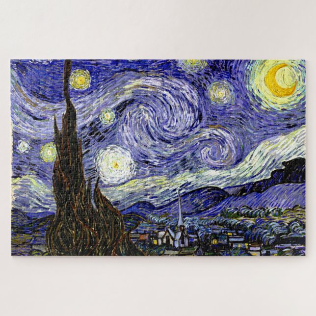 Quebra-cabeça Noite Estrelada de Van Gogh, 1889 (Horizontal)