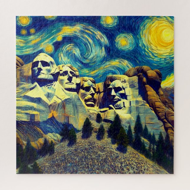 Quebra-cabeça Noite Estrelada Mt. Rushmore Dakota do Sul (Vertical)