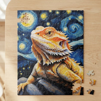 Quebra-cabeça Noite Estrelada Van Gogh Dragão Barbudo Arte