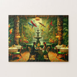 Quebra-cabeça Noite Exótica no Tiki Room Tropical Jungle