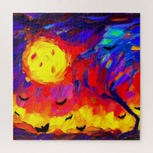 Quebra-cabeça Noite Moderna de Halloween Abstrato (Vertical)