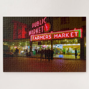 Quebra-cabeça Noite no Mercado Público de Seattle