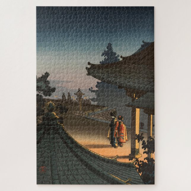 Quebra-cabeça Noite no Templo de Miidera por Tsuchiya Koitsu (Vertical)