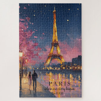 Quebra-cabeça Noite Personalizada em Paris | Citação Personaliza