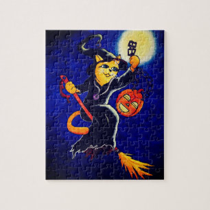 Quebra-cabeça Noite Witch Cat