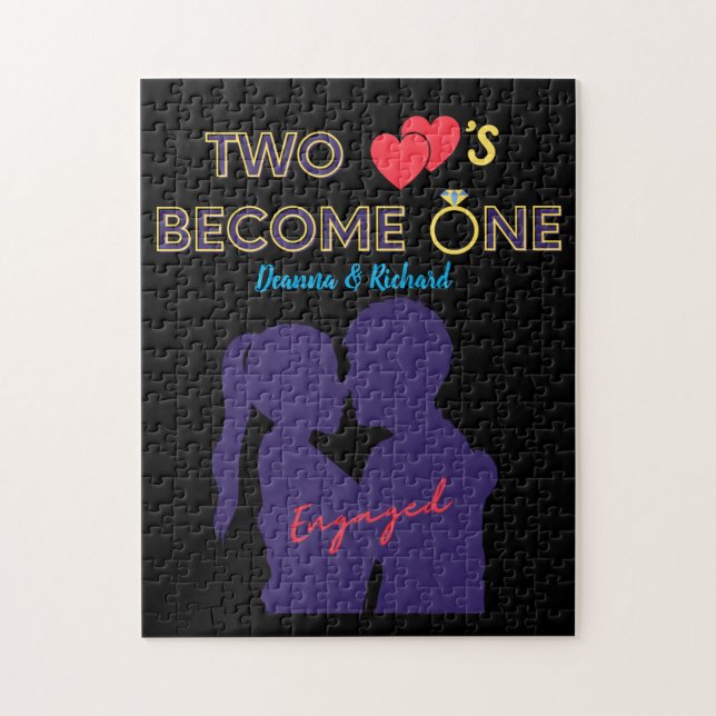 Quebra-cabeça Noivos Dois Corações se Tornam Um (Vertical)