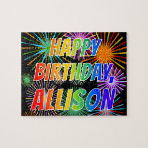 Quebra-cabeça Nome "ALLISON", Diversão "FELIZ ANIVERSÁRIO"