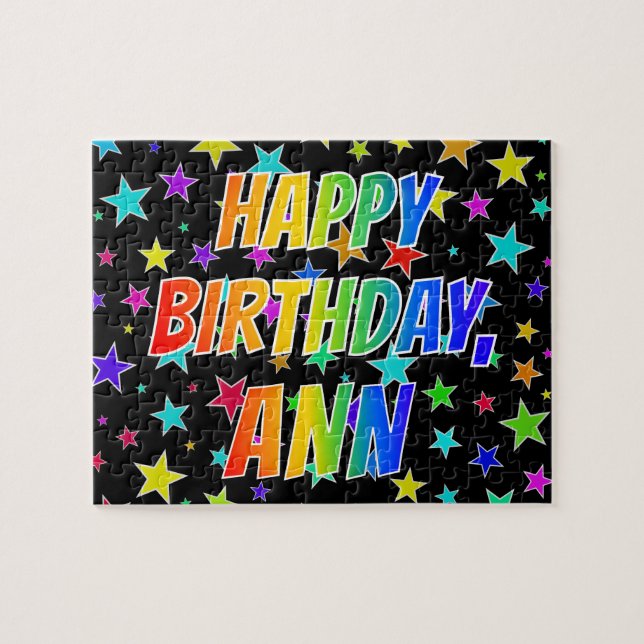 Quebra-cabeça Nome "ANN", Diversão "FELIZ ANIVERSÁRIO" (Horizontal)